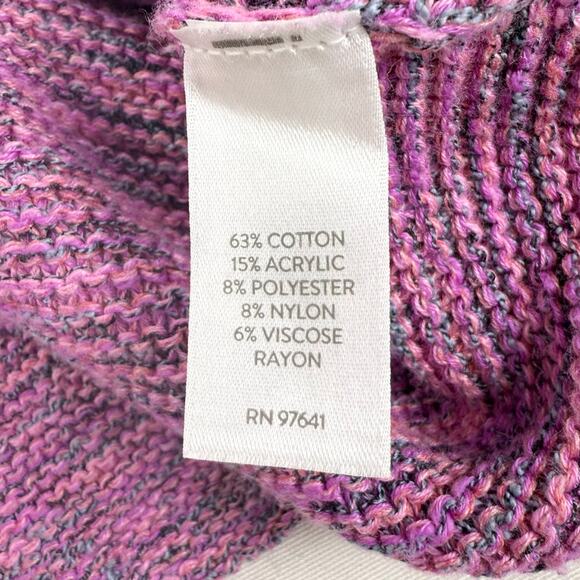 J Jill Women's Cowl Neck Space dye Tunic Sweater Large Pink Purple - Picture 9 of 12